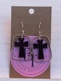Earring silver Rectangle Cross