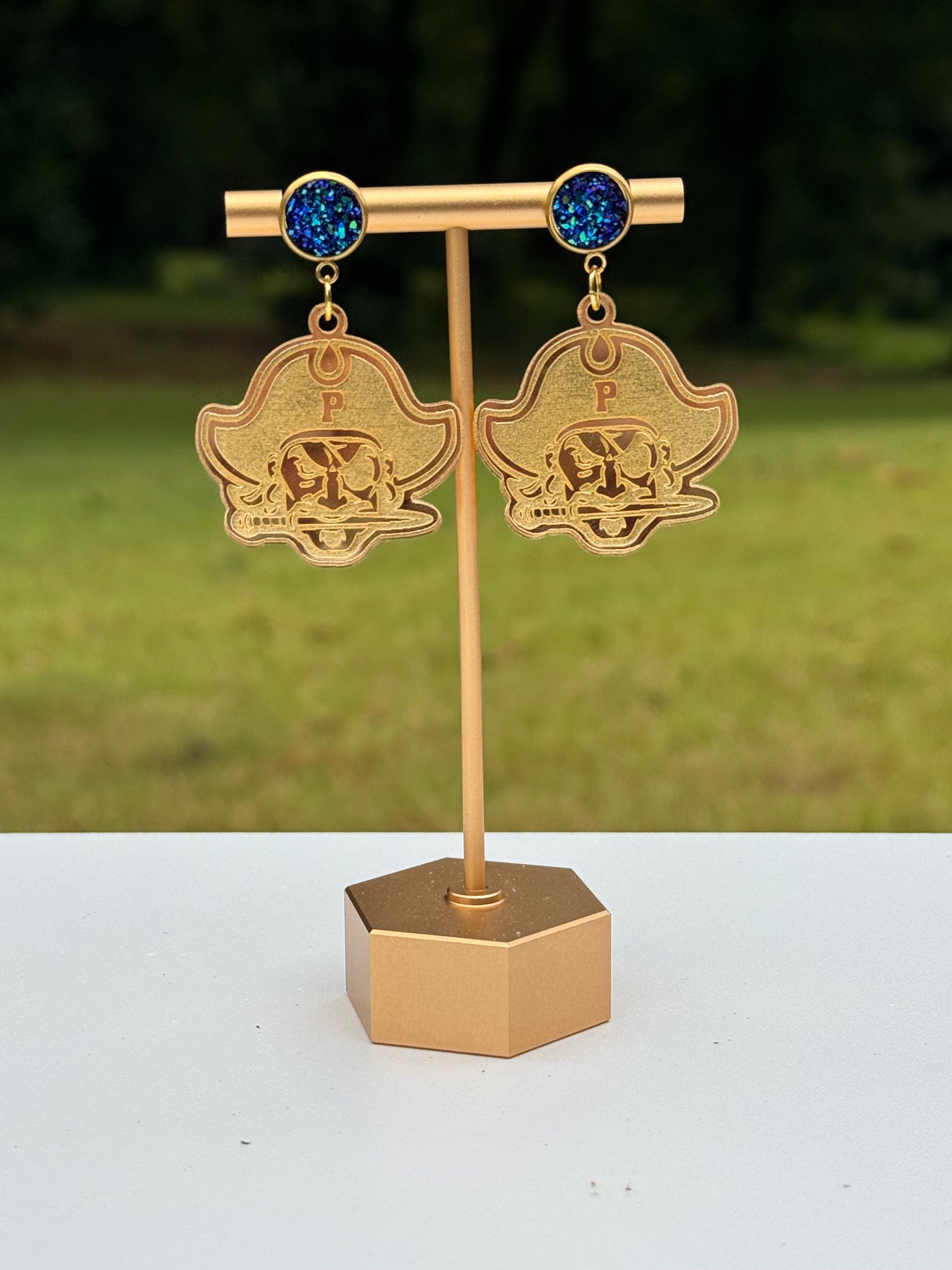 Fairhope Pirates Earrings | Handmade School Spirit Acrylic Earrings | Fairhope, Alabama