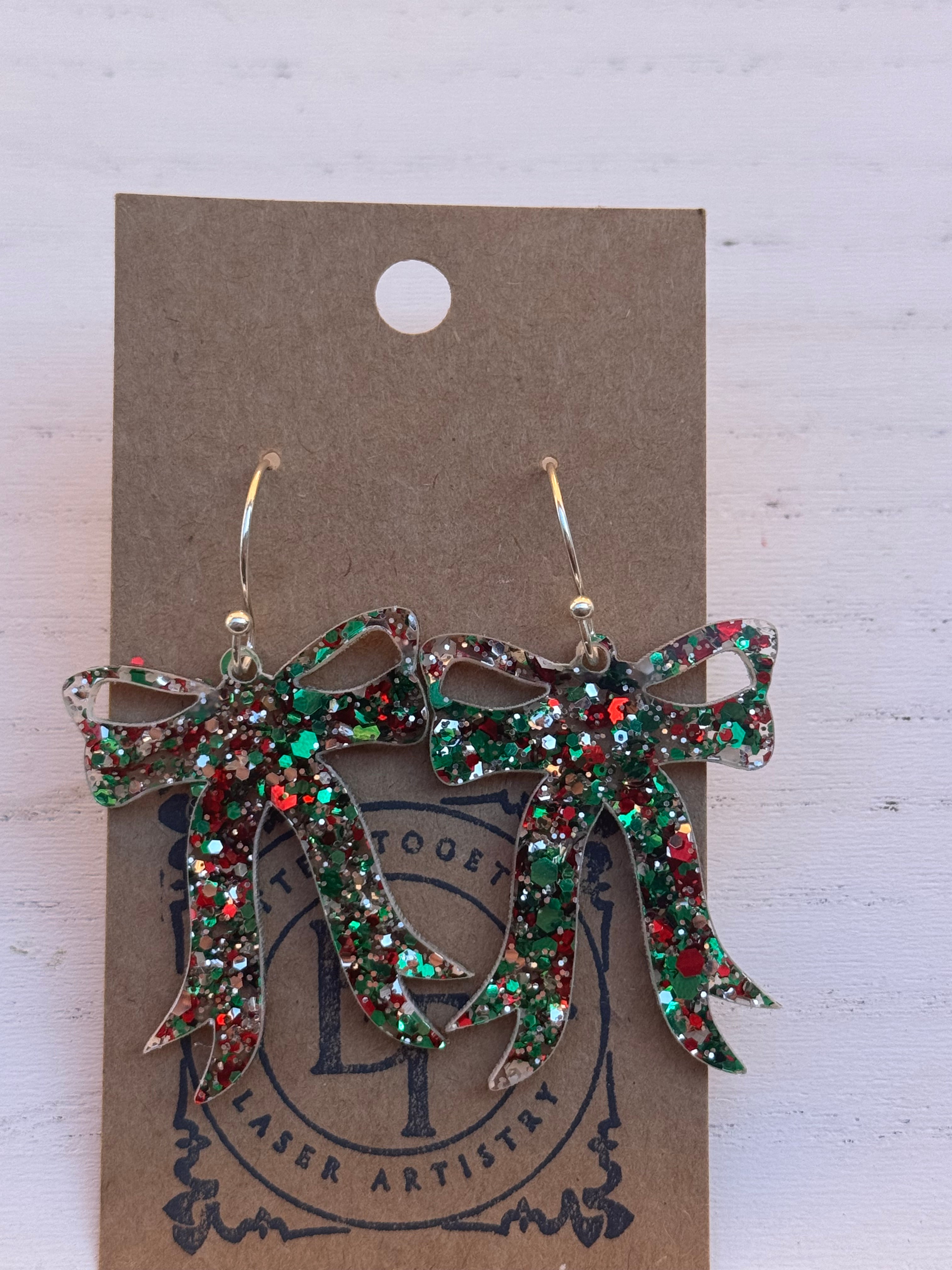 Christmas bow earrings