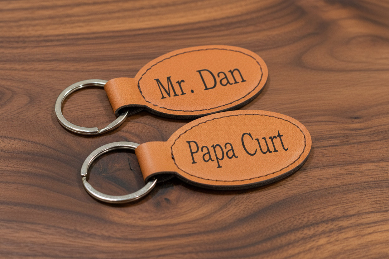 Oval Leatherette Keychains
